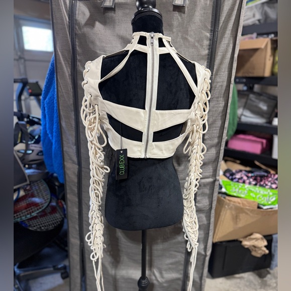 Dolls Kill Rude Awakening Lace Up Top XXL White - Picture 4 of 6